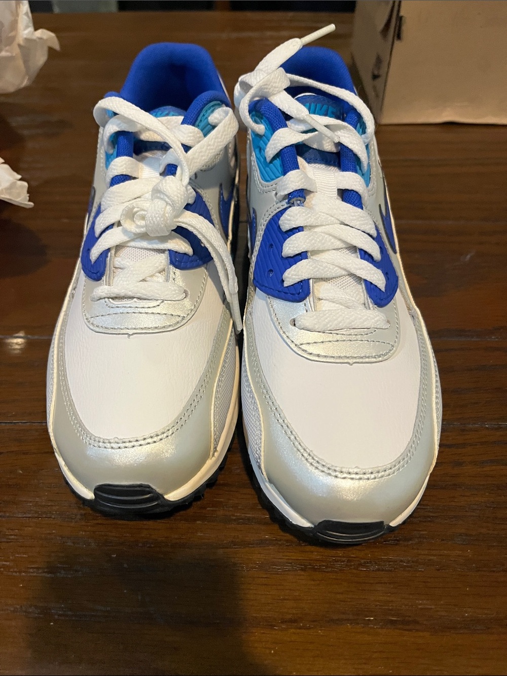 Nike Kids White and Royal Blue Sneakers